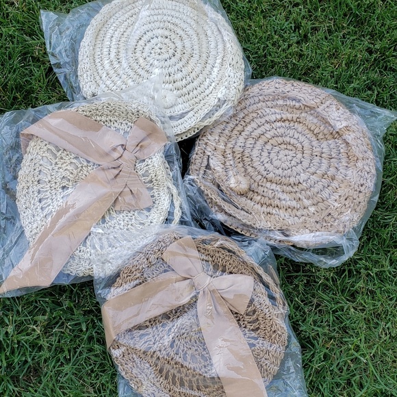 🆕Cute Circle Straw Bags with cute Bow Beige Brown - Picture 11 of 16